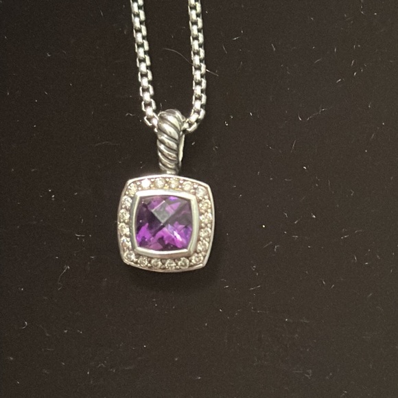 David Yurman Petite Albion Pendent Necklace with Amethyst  and Diamond SS - Picture 2 of 10